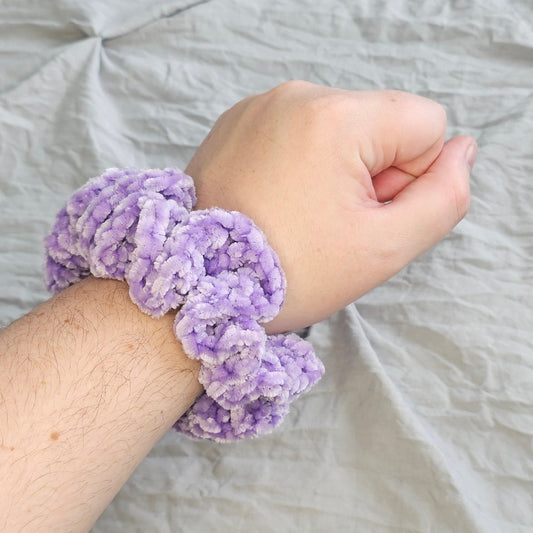 Purple Pansy Velvet Scrunchie