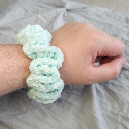 Bleached Aqua Velvet Scrunchie